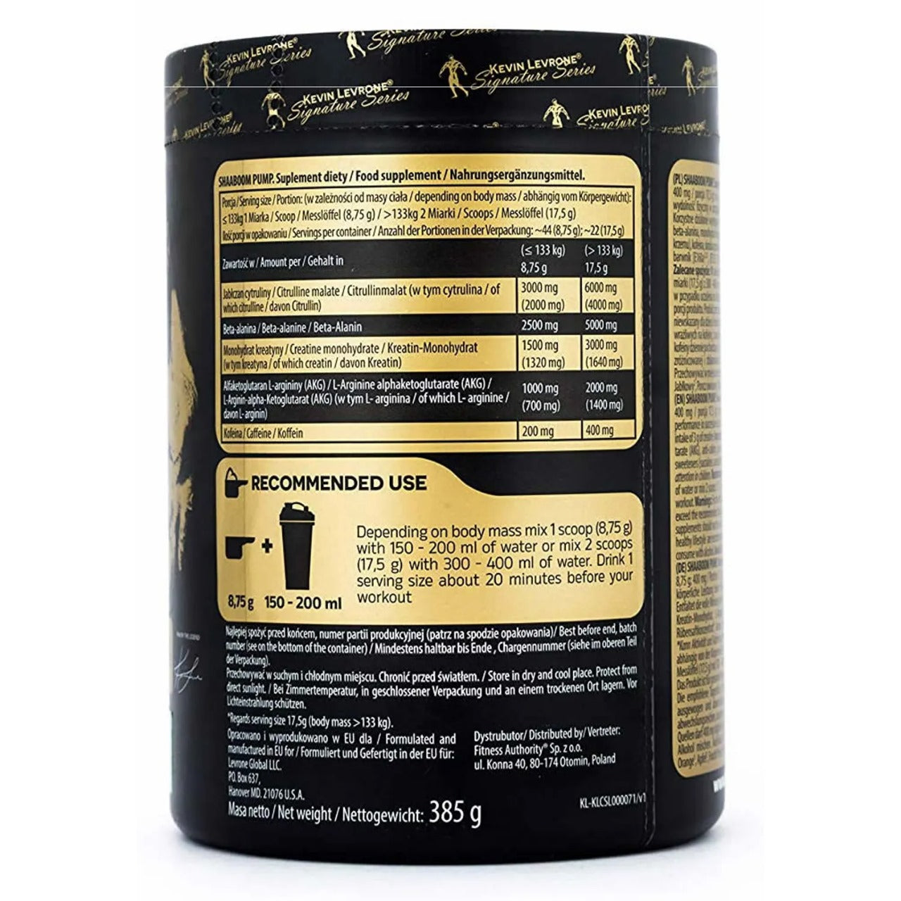 Pre-Entreno Shaaboom Pump/ Kevin Levrone