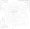 Icono de seguridad digital que muestra un escudo con huella dactilar validada y un candado, representando pagos seguros y protección de datos personales.